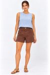 Short sarja com recortes frente cafe,.